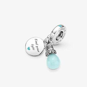 Pandora Silver Blue Light Bulb” Pendant , Dangle S925ALE Charm